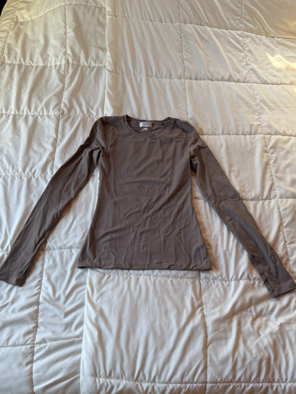Aritzia Contour Crew Hip Long Sleeve Tee - Taupe